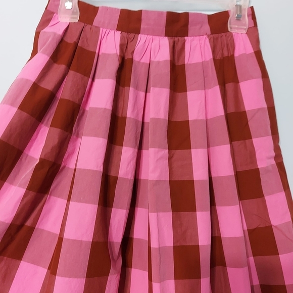 J. Crew Gingham Midi Skirt Pink Tie Back Size - Picture 5 of 10